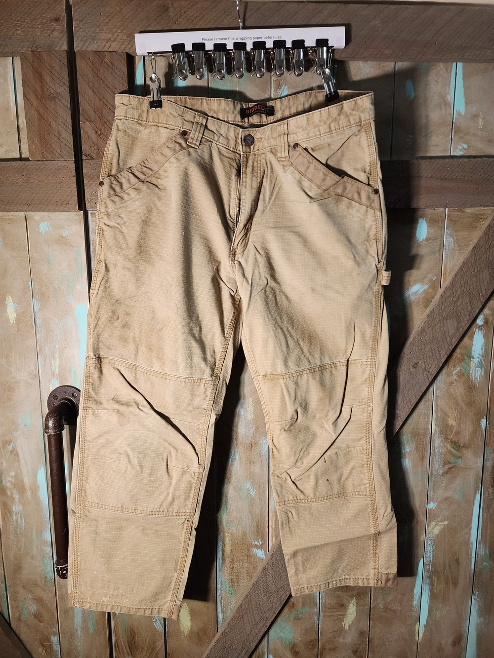 Men's Tan Cargo Work Pants with Utility Pockets
